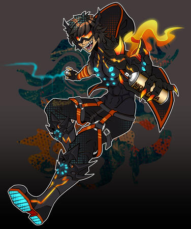 My piece for the winter Elsword community collaboration, collABs. The theme was "Nightlife." I chose the character Valak, with the theme of graffiti/street art! You can view the video here: https://youtu.be/34SsIFN9ZR0?si=f_N-Blg2zNQUbmAO