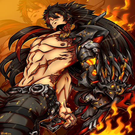 My piece for the summer Elsword collaboration, collABs. The character I had chosen was Raven Cronwell's "Nova Imperator" class. The collABs website can be found here: https://elswordcollabs.wixsite.com/els-collabs