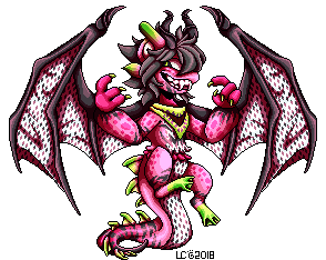 This was really my first "complicated" pixel I've done. This is my character Mitch, who's this weird dragonfruit-dragon creature!