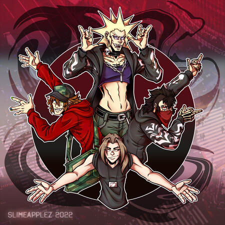 My piece for the 15th anniversary of my favorite video game, The World Ends With You! Featuring my favorite characters from the game, a band called Def Märch!