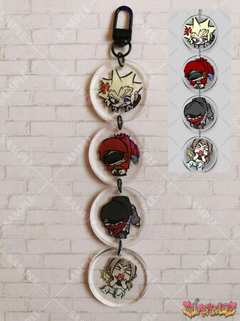 Multi-charm keychain featuring characters from the video game, The World Ends With You. They were sold during an online Japanese convention called Shibuya RE:BOOT. Leftover copies can be found in my Ko-Fi shop!